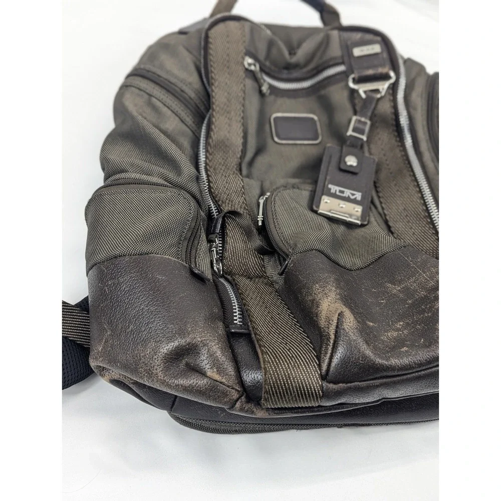 TUMI Backpack Alpha Bravo Kingsville Delux Ballistic Nylon Bag Travel Distressed